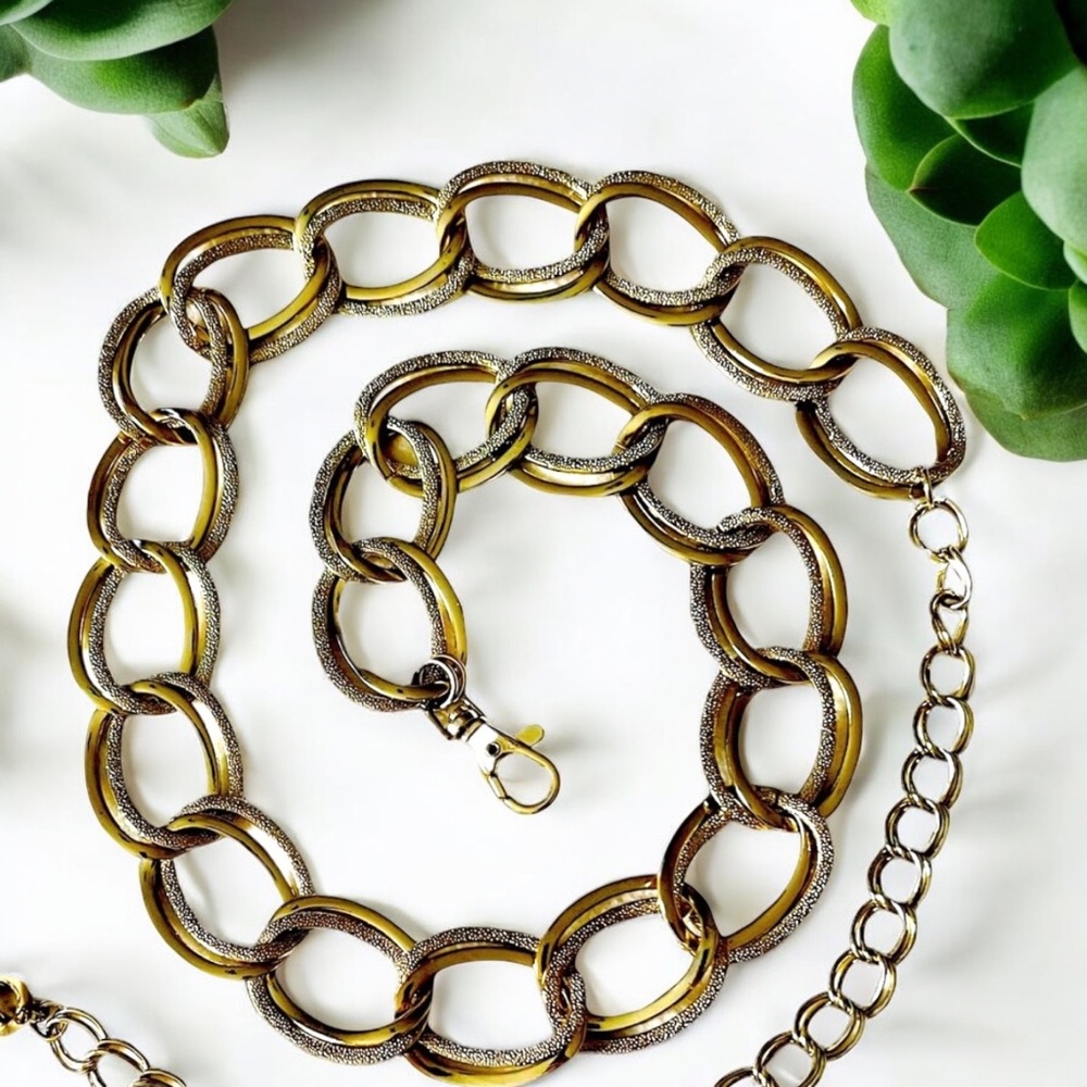 VINTAGE Gold Toned Chain Belt Adjustable Sparkle 80’s FAST SHIPPING 538-24